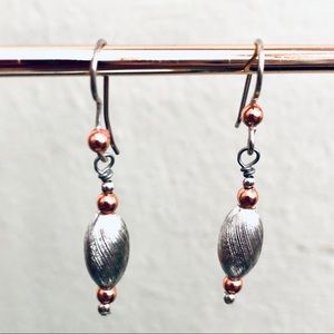 Handmade Silver & Copper Drop Earrings